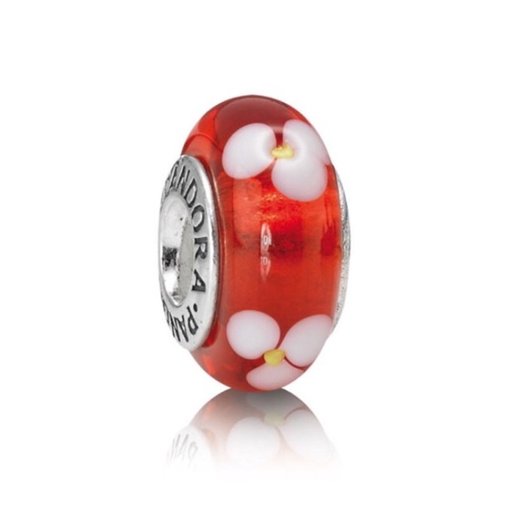Pandora Jewelry - Pandora Retired Red Flower Murano Glass Charm